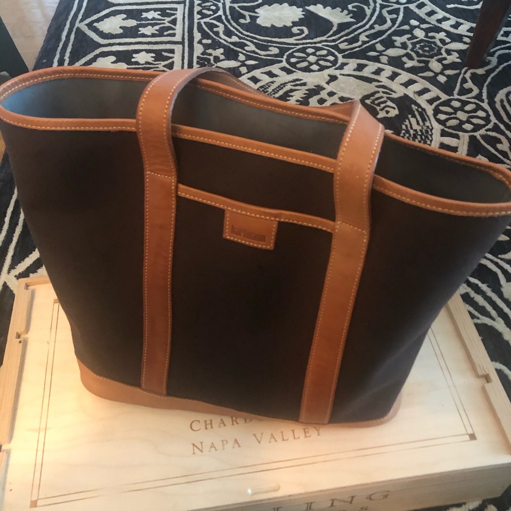 Hartmann Brown Canvas/Leather Tote Bag